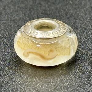 Chamilia Sterling Silver White Shimmering Gold Murano Glass Charm P19